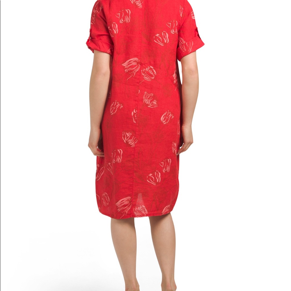 Made In Italy Linen Floral Printed Dress